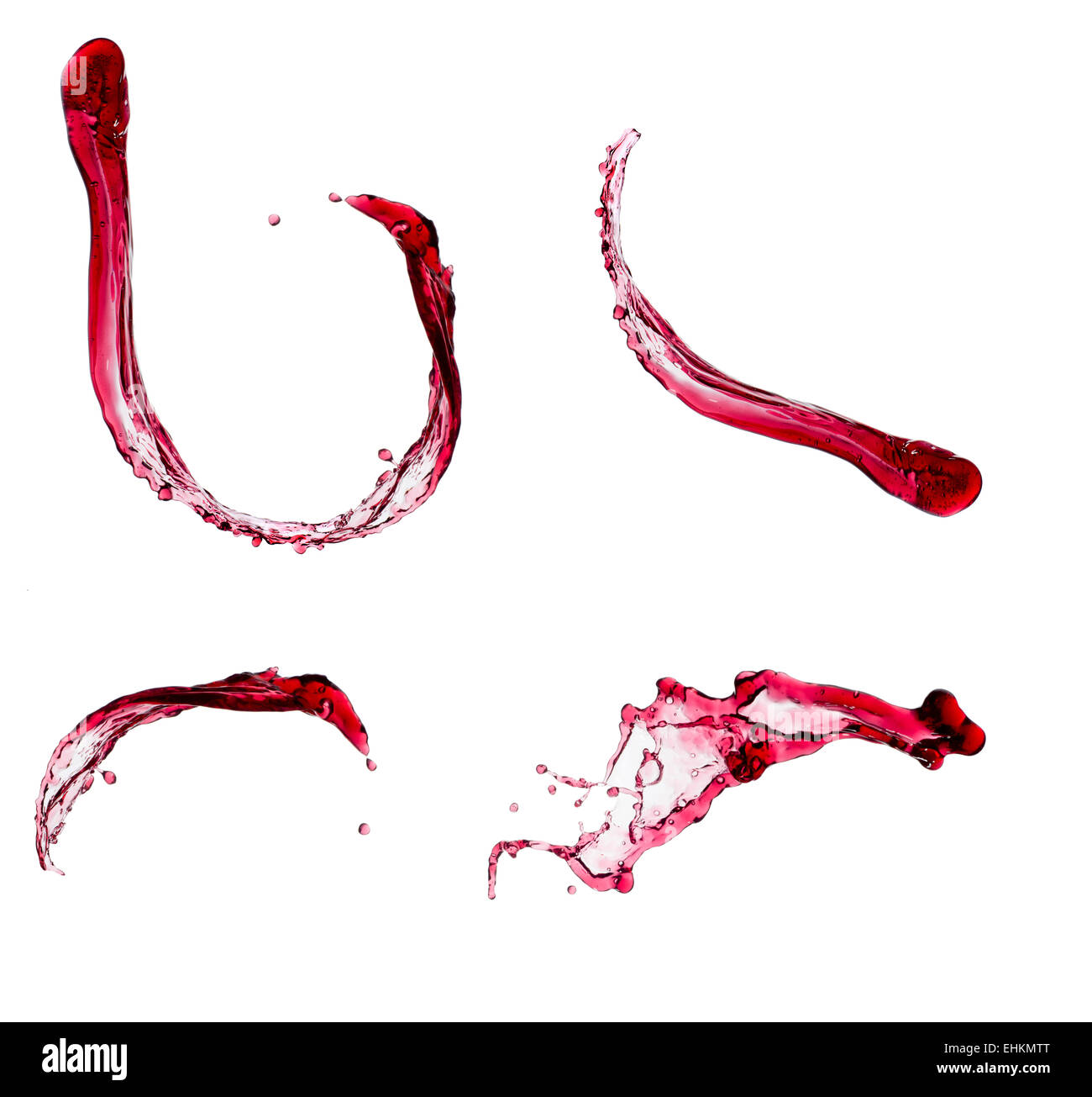 Vino rosso schizzi isolati su sfondo bianco Foto Stock