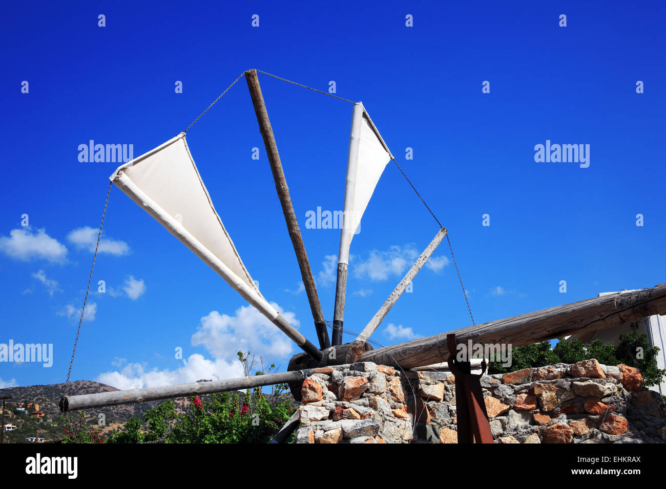 Tradizionale Antica Grecia Mulino a vento, Creta Foto Stock
