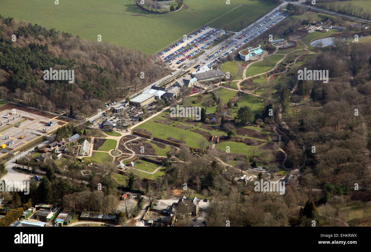 Vista aerea di RHS Garden Harlow Carr, Harrogate, North Yorkshire, Regno Unito Foto Stock