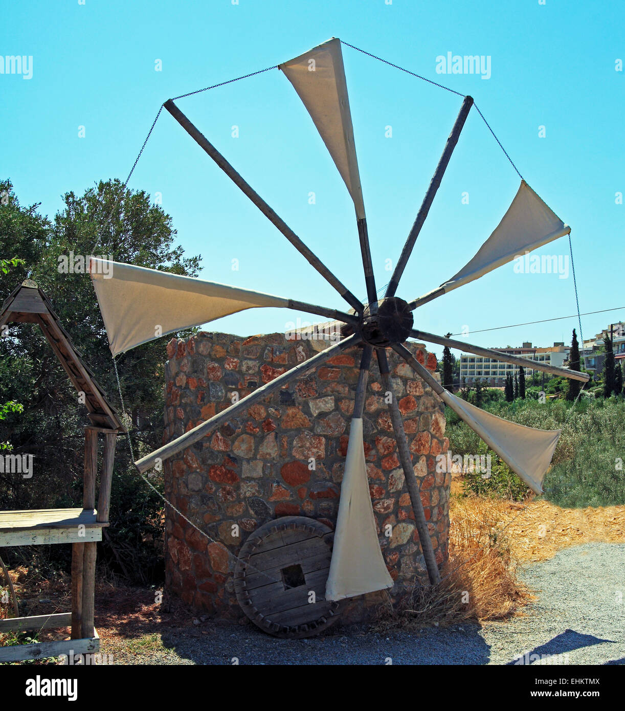 Tradizionale Antica Grecia Mulino a vento, Creta Foto Stock
