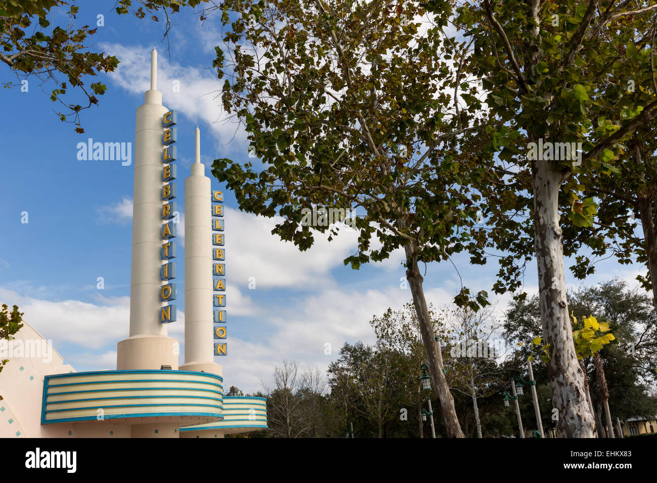 Movie Theater progettato da Cesar Pelli nel Disney create master comunitaria prevista della celebrazione, Florida. Foto Stock