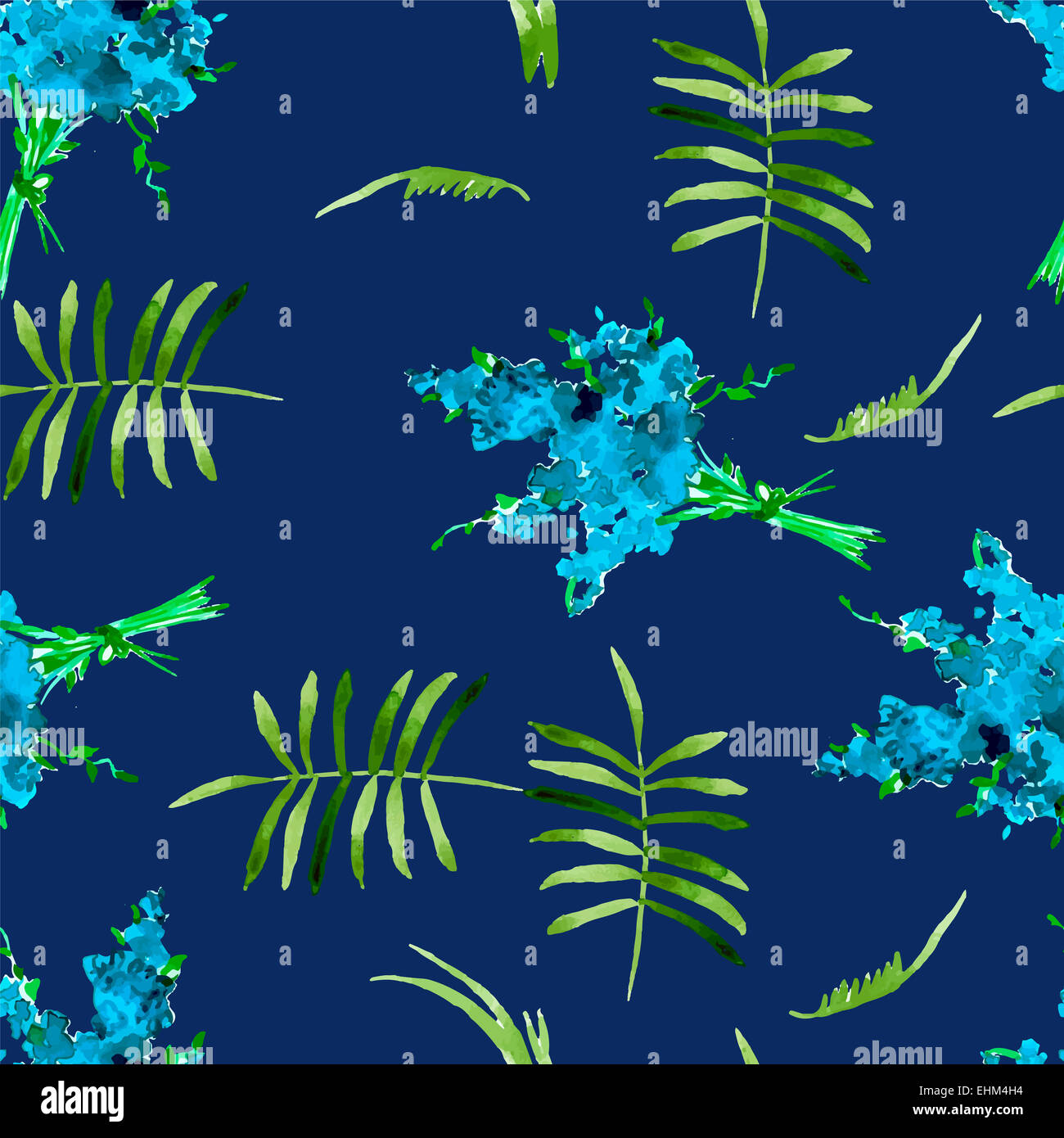 Illustrazione con i fiori Forget-Me-non verniciato acquerelli per il tuo design Foto Stock