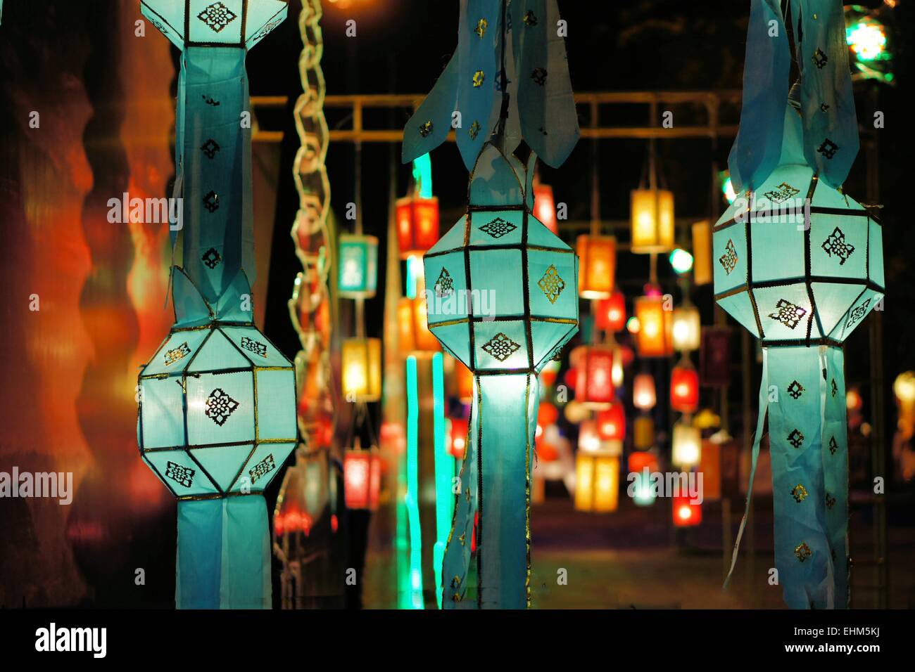 Yee Peng lantern festival in Chiang Mai Thailandia Foto Stock