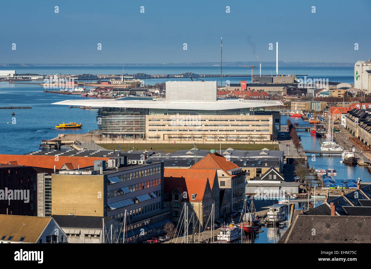 Ariel Vista di Copenhagen Opera House, Danimarca Foto Stock