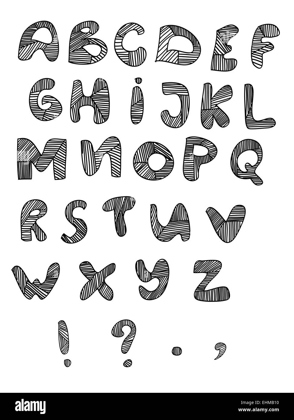 Set di vettore con mano le lettere scritte su sfondo bianco. Foto Stock