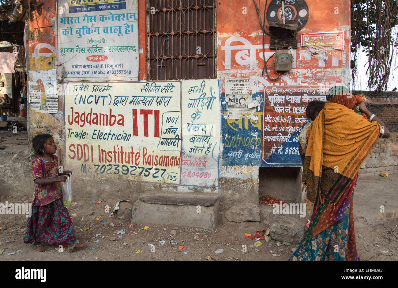 Scena di strada, Rajasthan Campagna, India Foto Stock