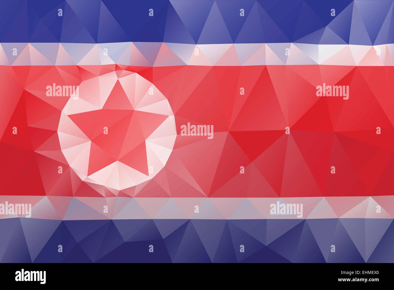 Corea del Nord - Bandiera triangolare vettore poligonale pattern Illustrazione Vettoriale