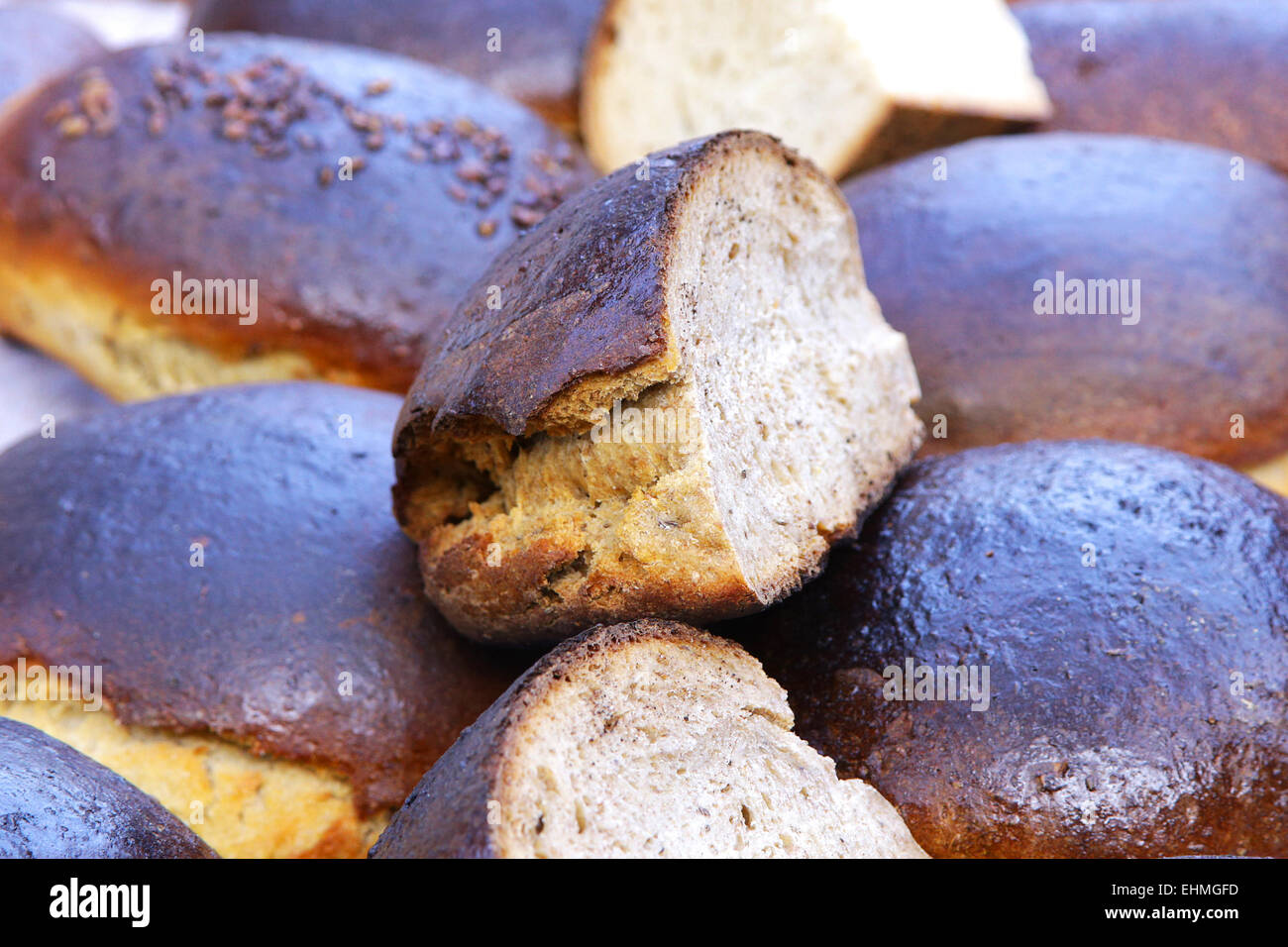Pane di segale sul fair trade show Foto Stock