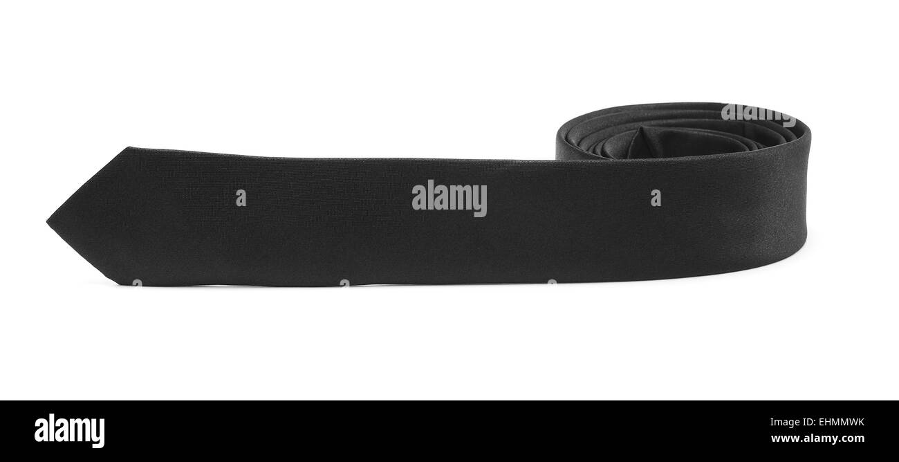 Cravatta nera su sfondo bianco Foto Stock