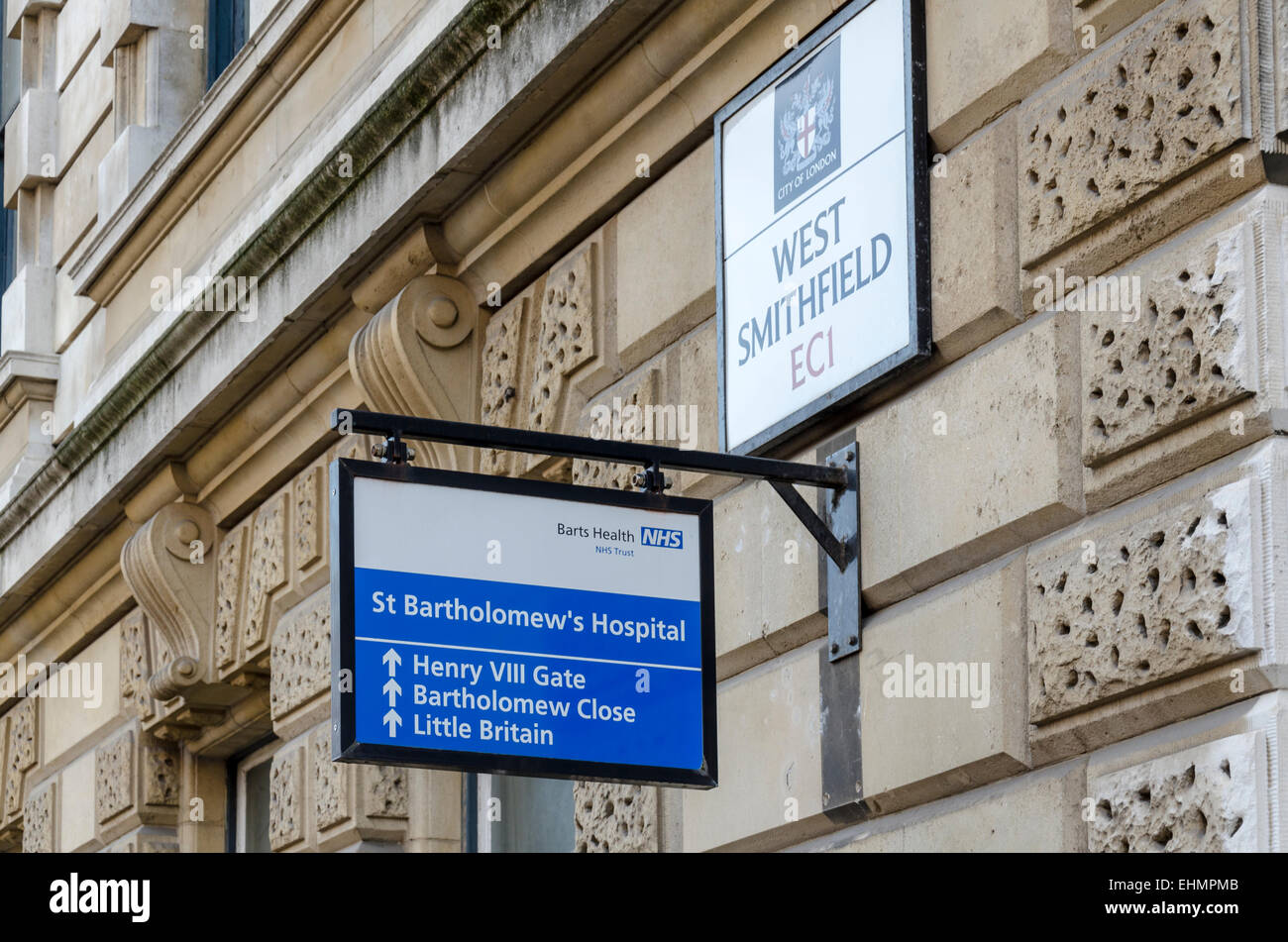 St Barts Hospital segno, London, Regno Unito Foto Stock