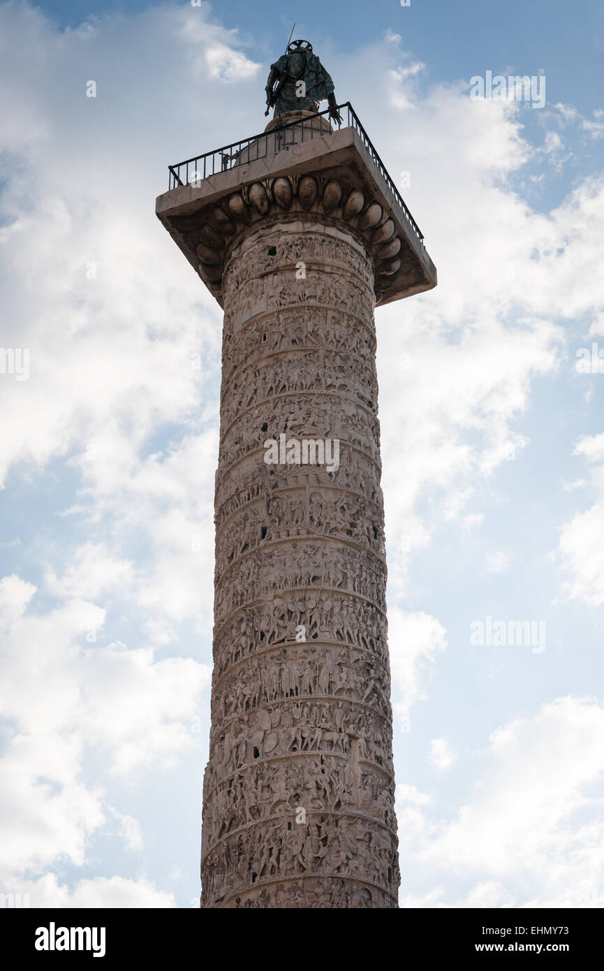 Colonna di Marco Aurelio, Piazza Colonna, Roma, lazio, Italy. Foto Stock