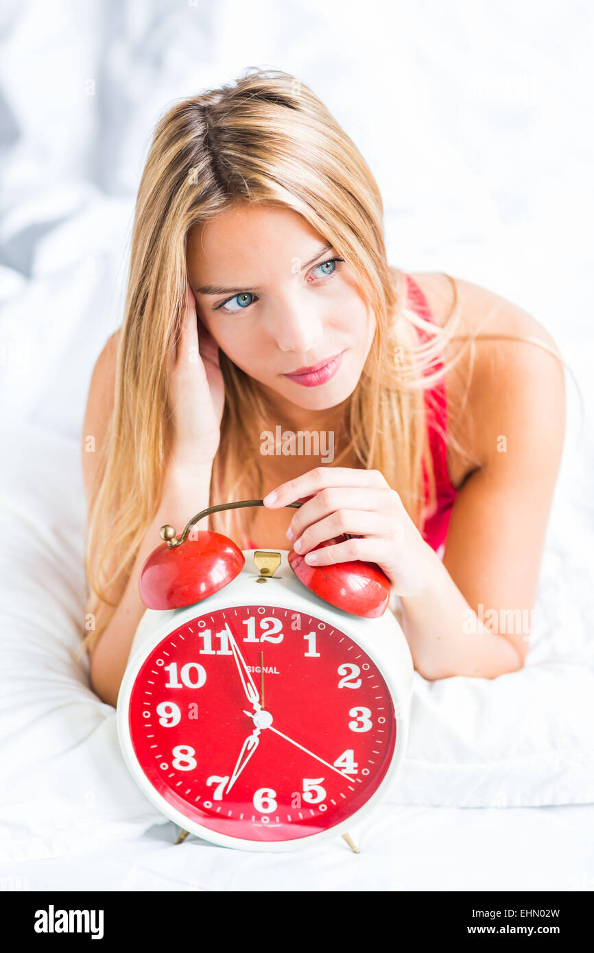 Stanco della donna veglia. Foto Stock