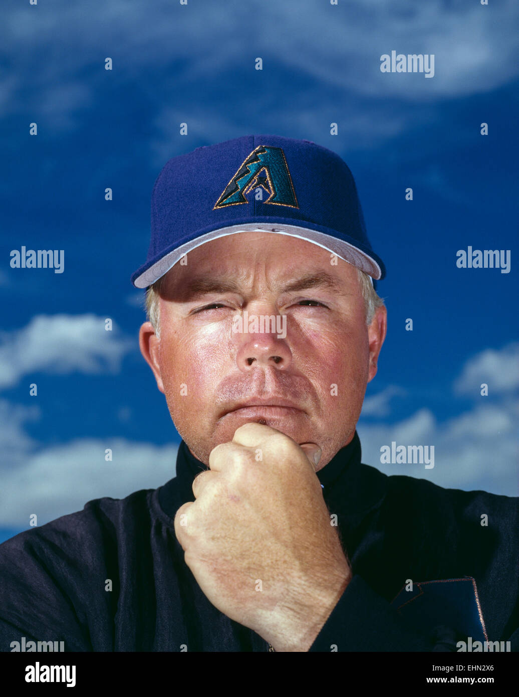 Phoenix, AZ - marzo 28: baseball coach buck showalter a Phoenix in Arizona, il 28 marzo 1998. Foto Stock