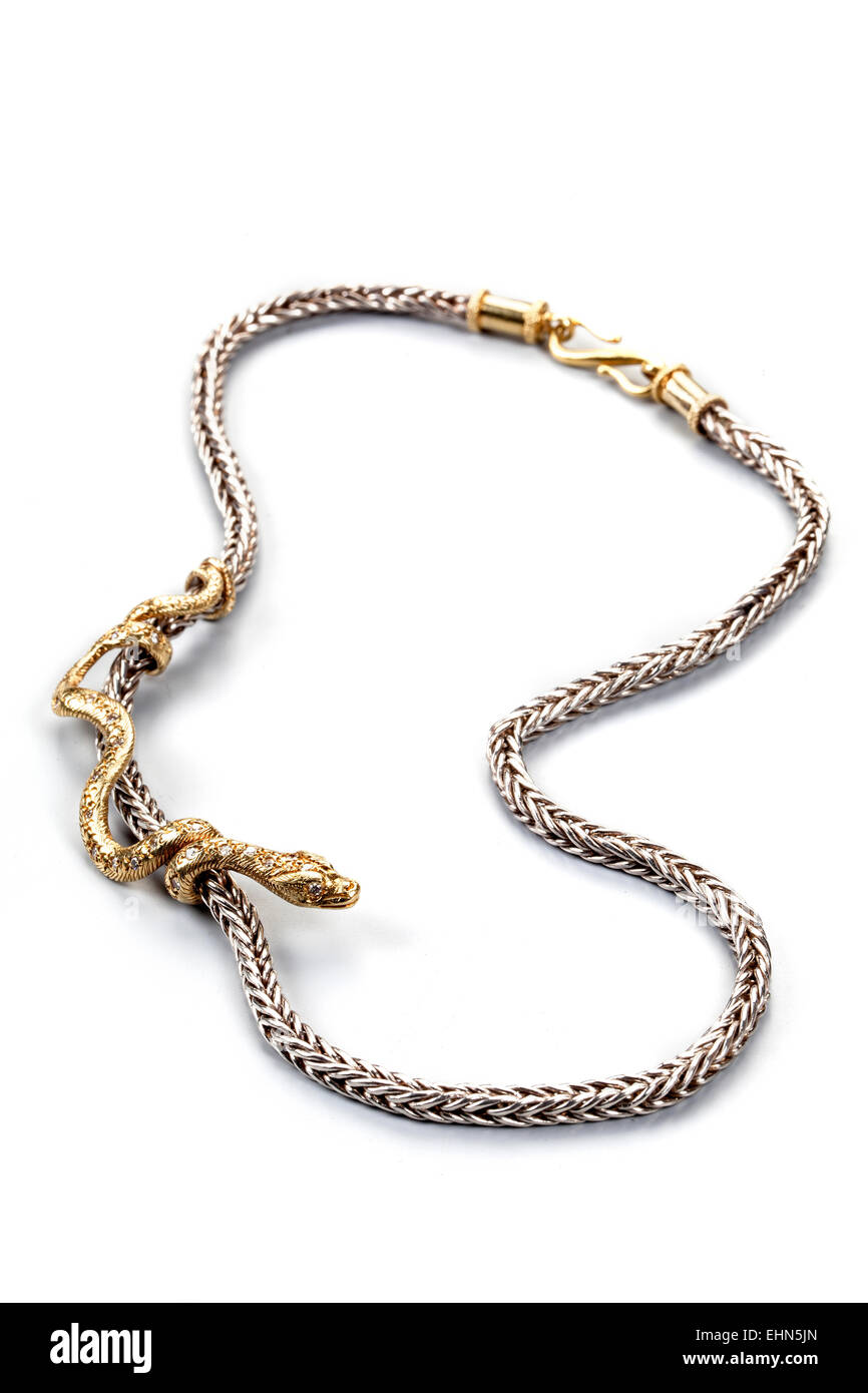 Gold snake Collana con diamanti. Foto Stock