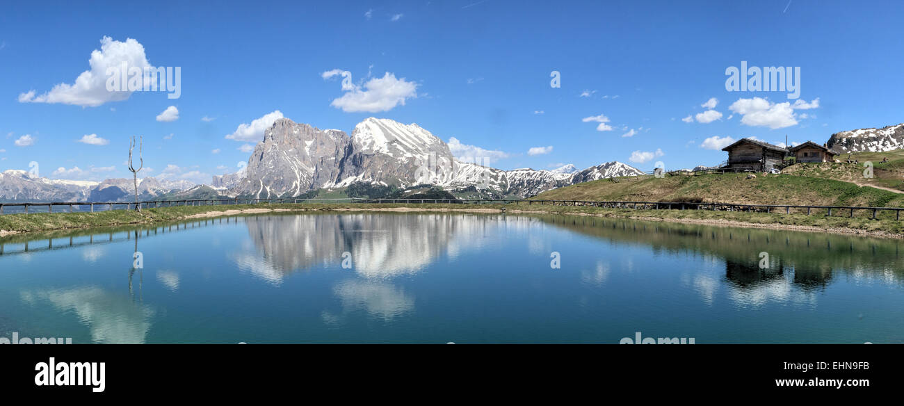 Lago di montagna, Alpe di Siusi / Alpe di Siusi Foto Stock