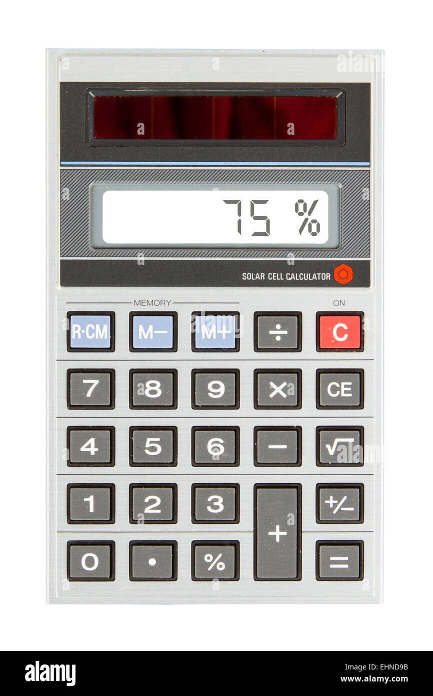 Vecchia calcolatrice con display digitale mostra una percentuale -  percentuale Foto stock - Alamy