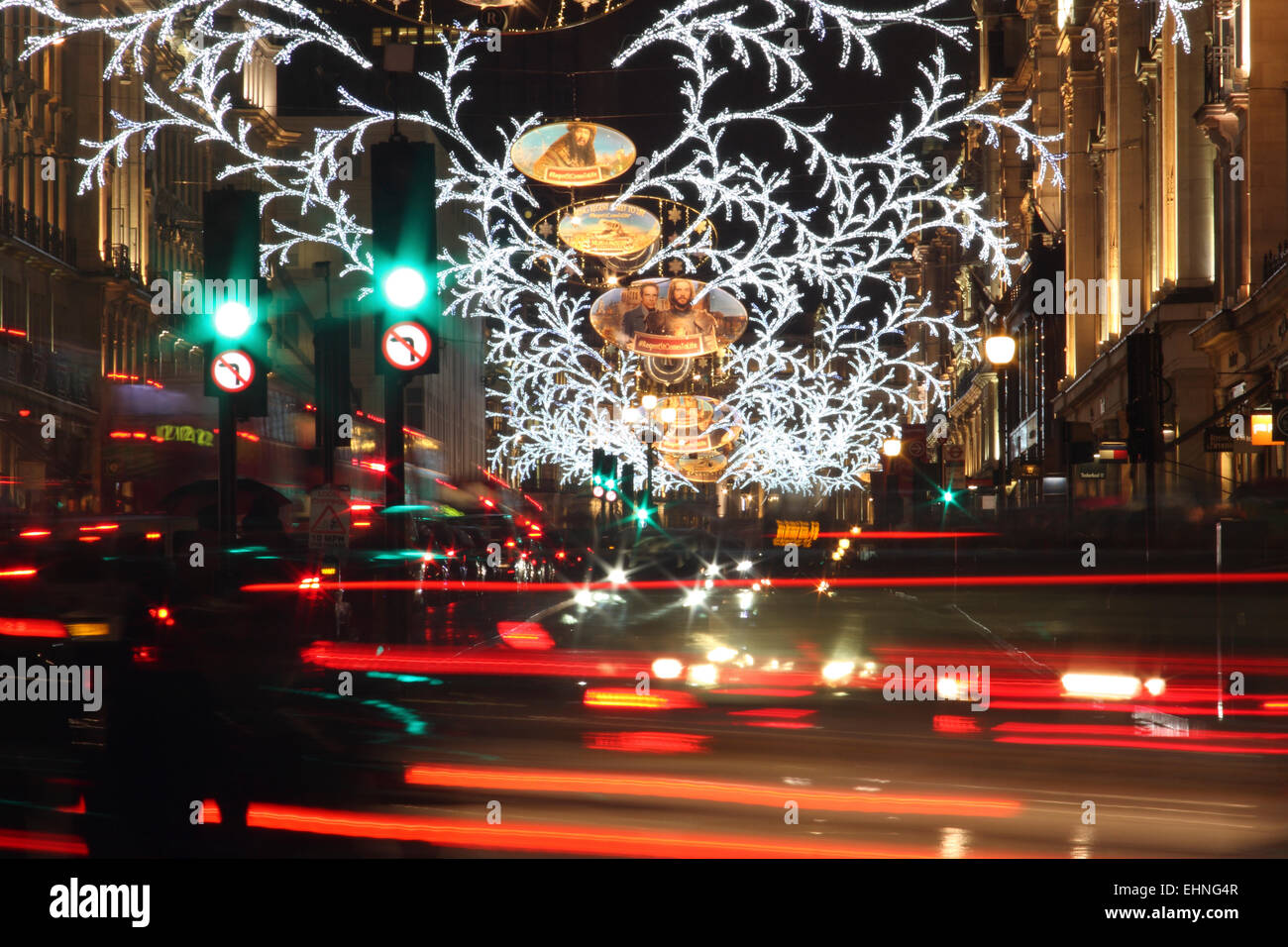 Le luci di Natale, Regent Street, Londra, Inghilterra Foto Stock