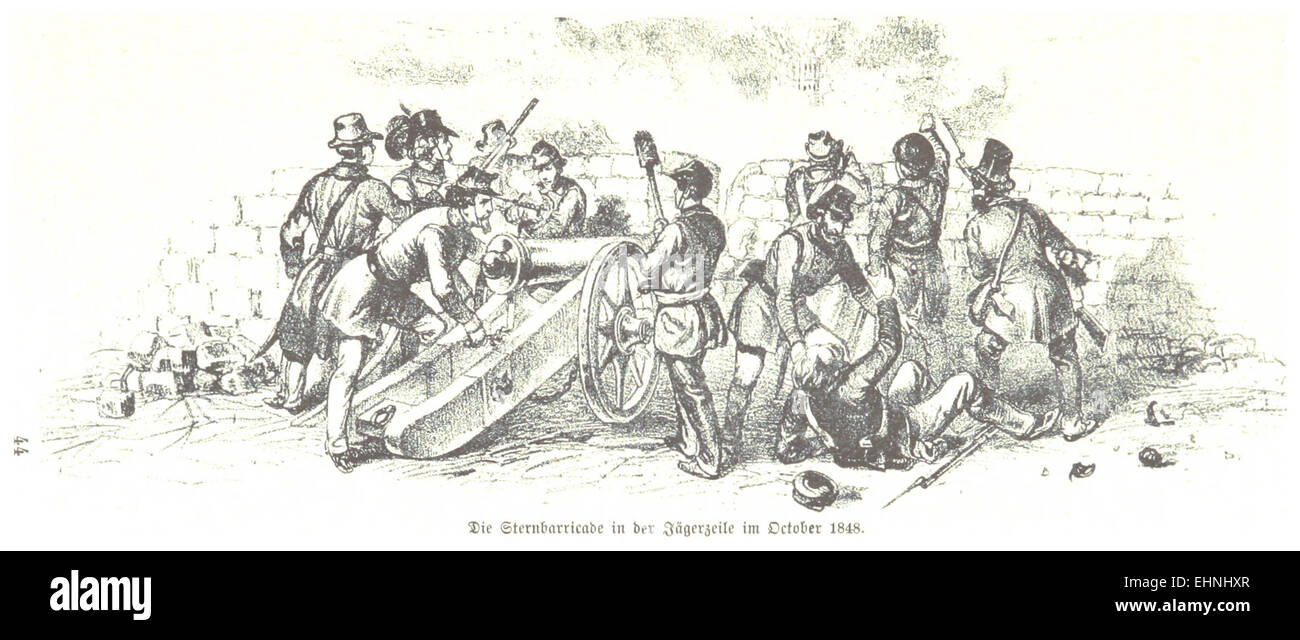 BACH(1898) p719 Verteidiger der Jägerzeile an der Sternbarricade im Oktober 1848 Foto Stock