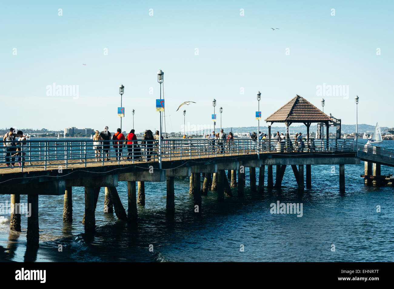 Pier nella Baia di San Diego, a Coronado, California. Foto Stock