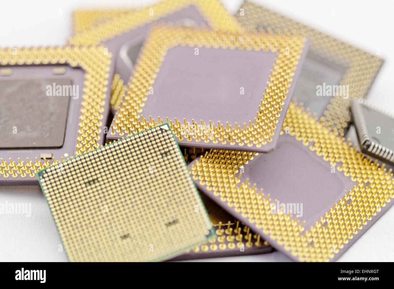Close up di molti diversi processori CPU Foto Stock