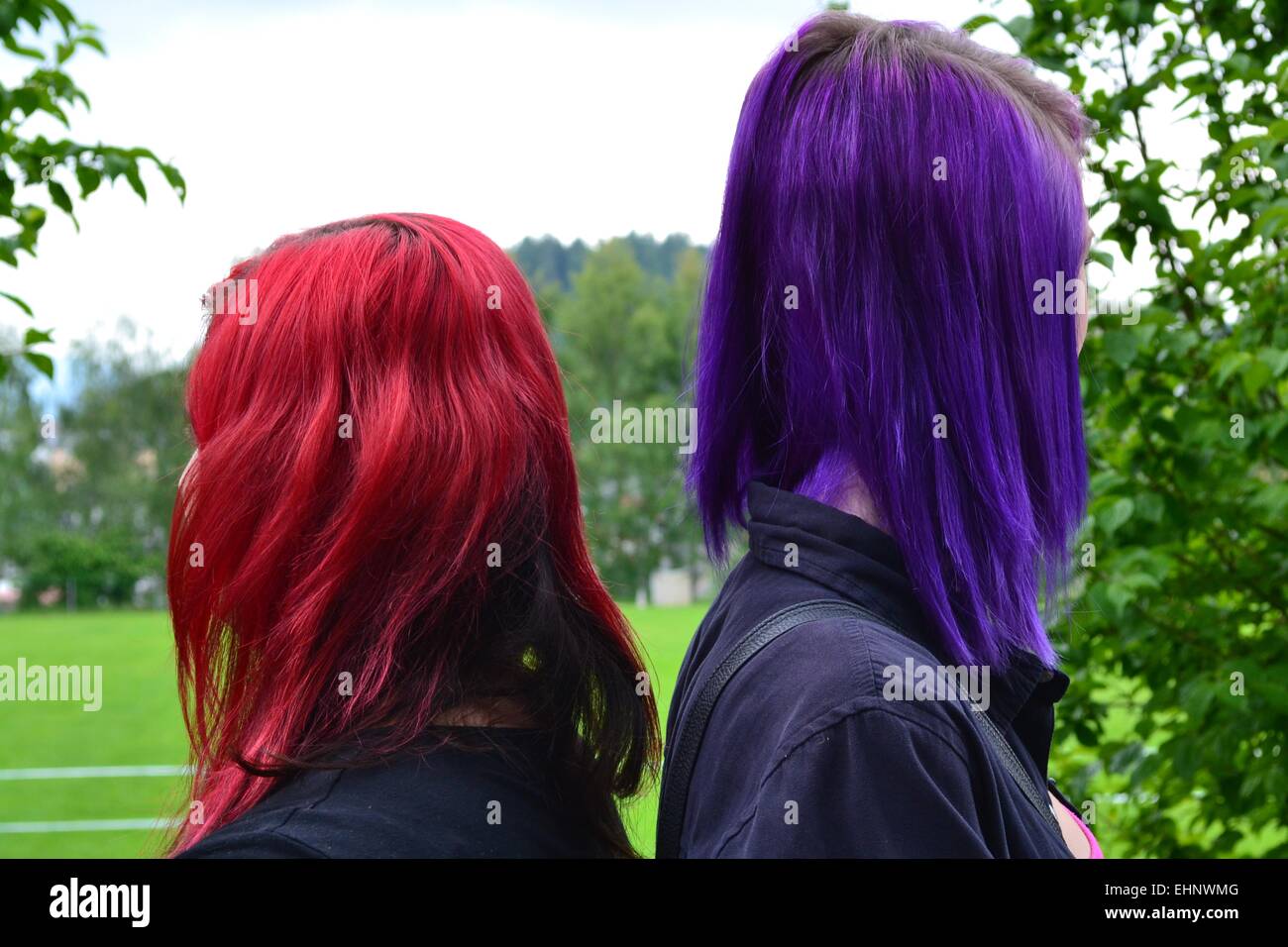 Due Teenager con capelli tinti Foto Stock