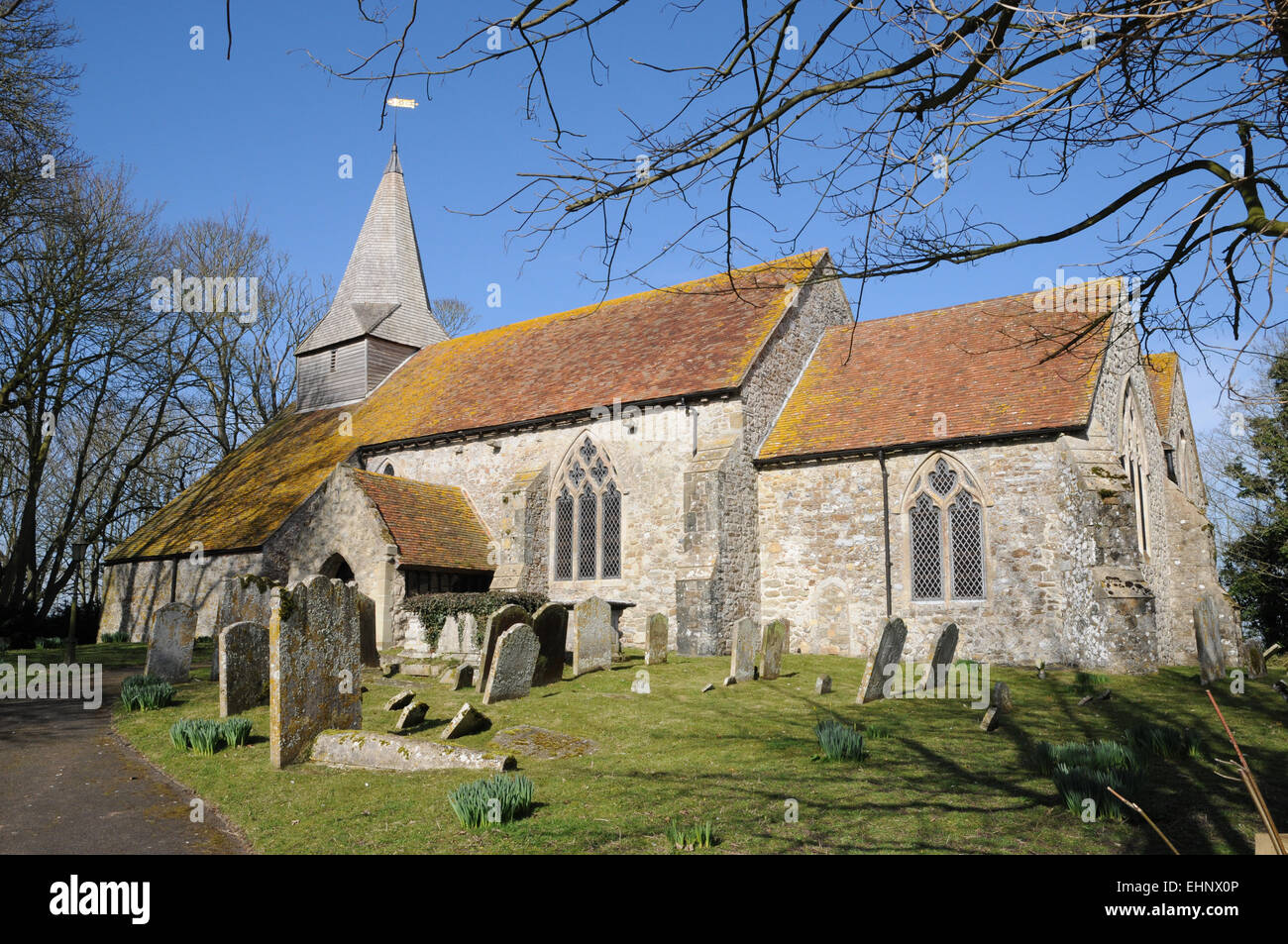 St Eanswith Chiesa, Brenzett, uno dei più piccoli delle chiese Romney Marsh, Kent. Foto Stock