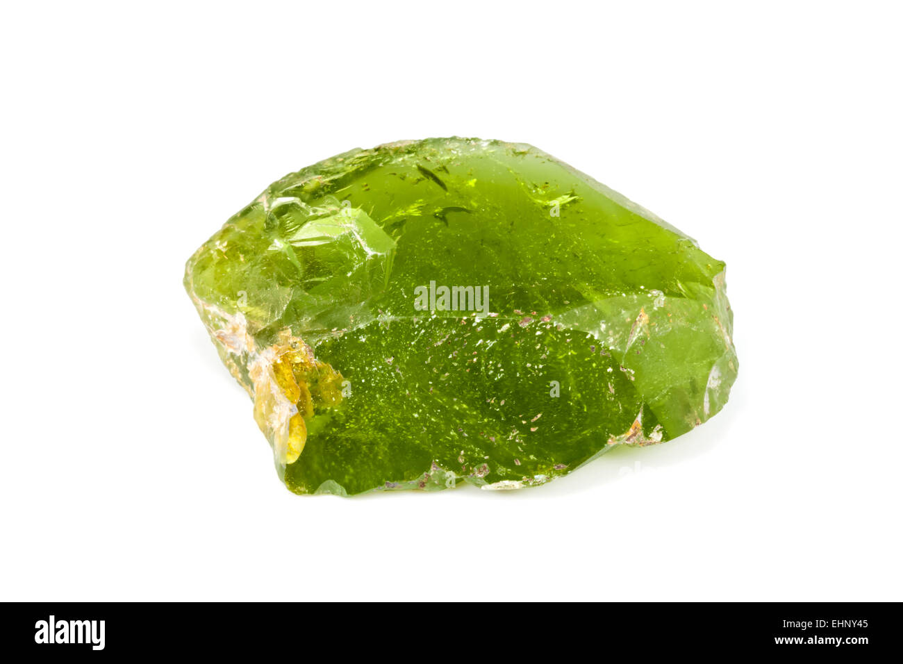 Peridoto frammento di cristallo Peso: 136 carati provenienza: bali, kashmir struttura cristallina: ortorombica; magnesio silicato di ferro Foto Stock