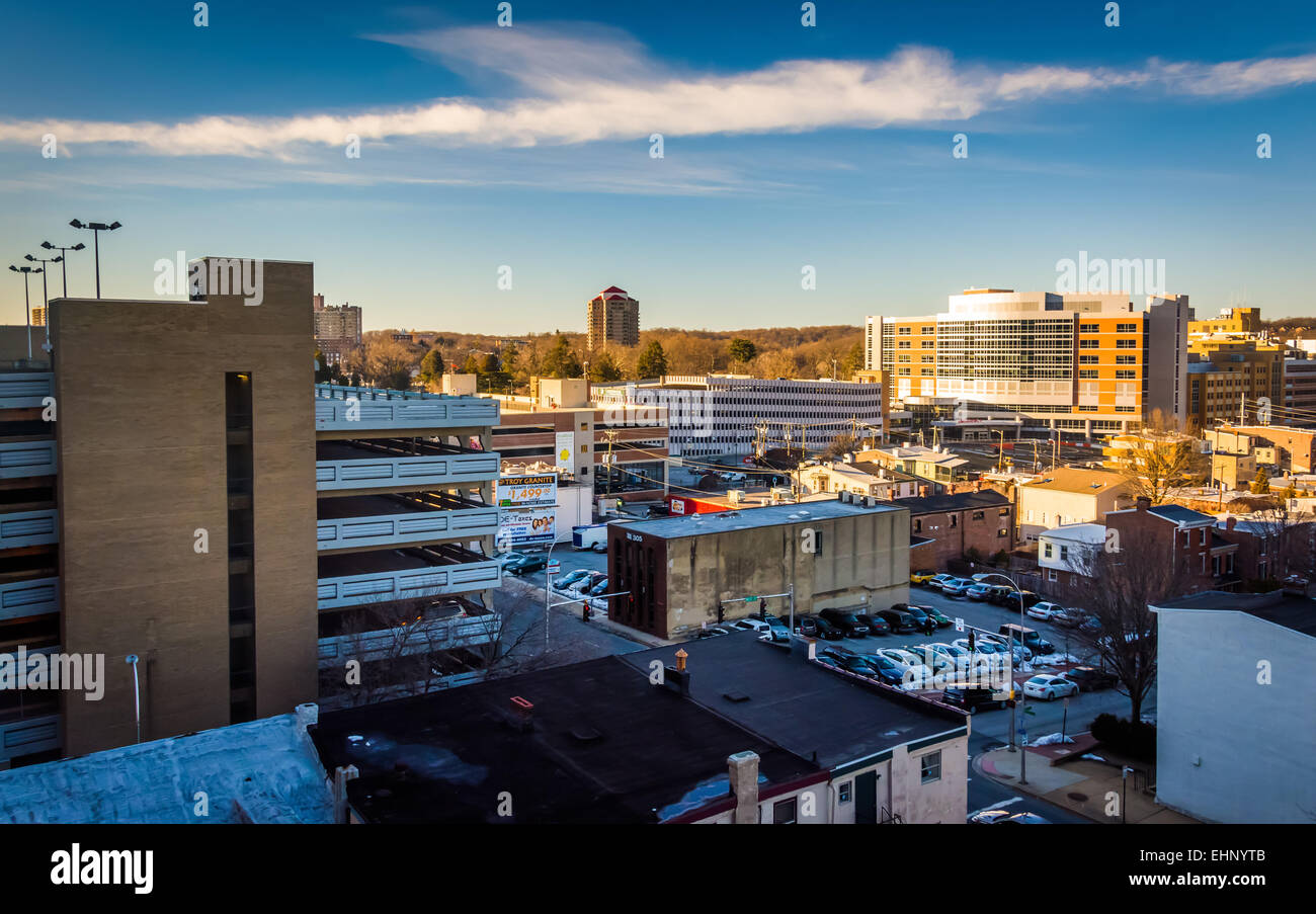 Vista del centro della città di Wilmington, Delaware, dal centro della città Garage Parcheggio. Foto Stock