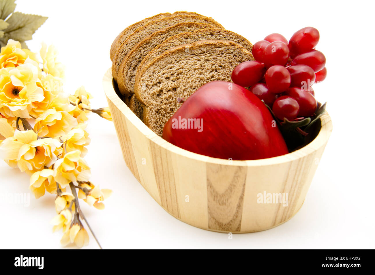 Tostare il pane con frutta in scatola di pane Foto Stock