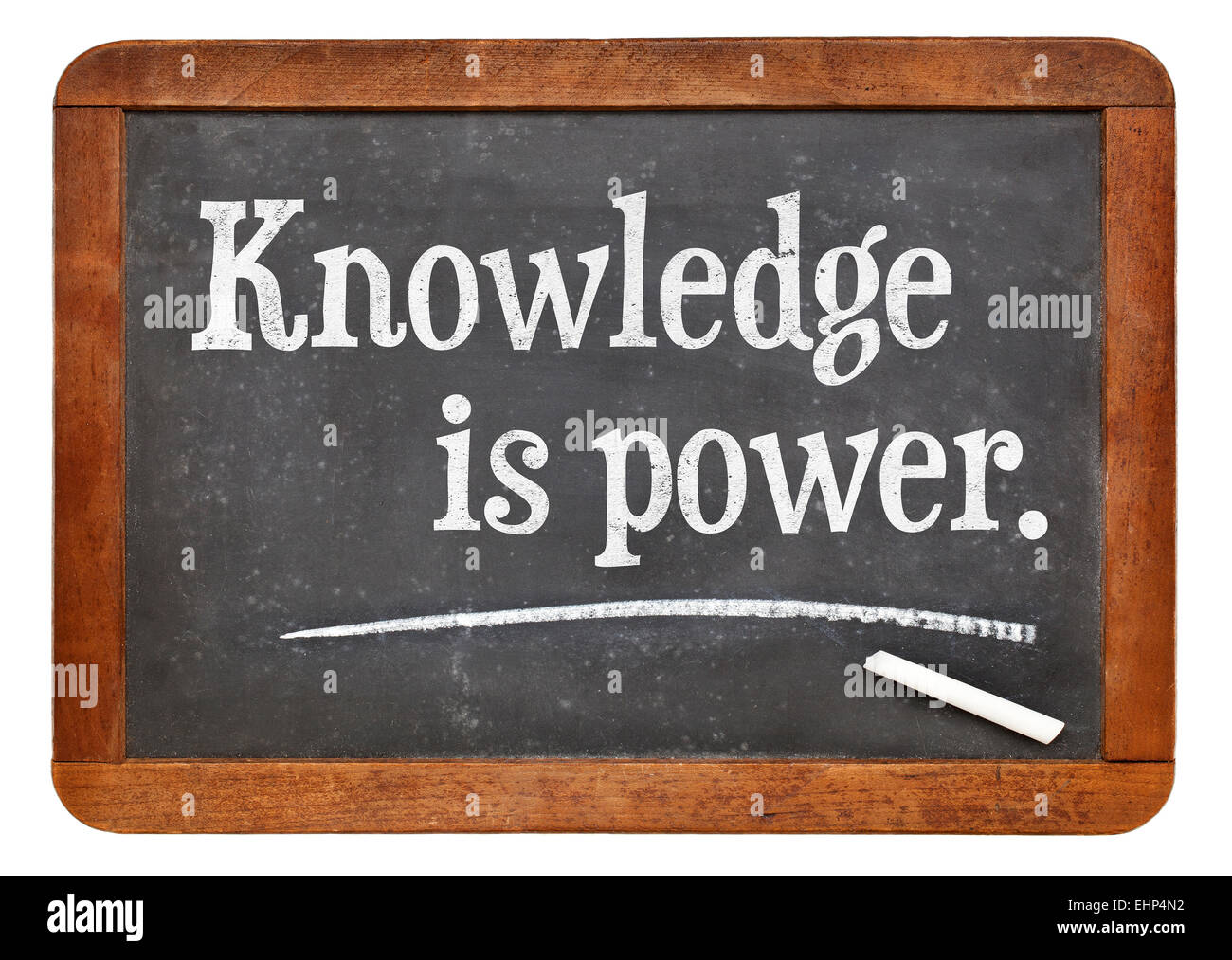 La conoscenza è potere - motivazionali di parole su un vintage lavagna ardesia Foto Stock