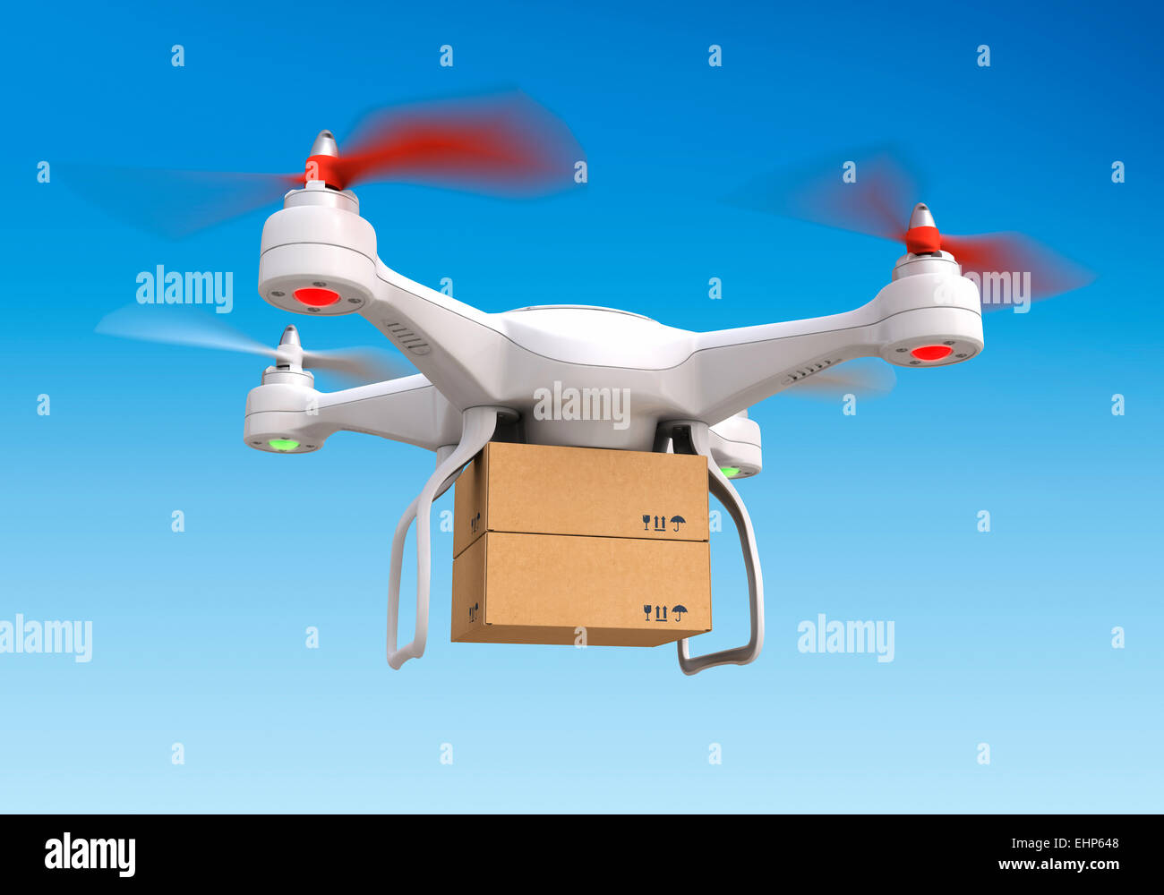 Drone Quadrocopter pacchetto di erogazione Foto Stock