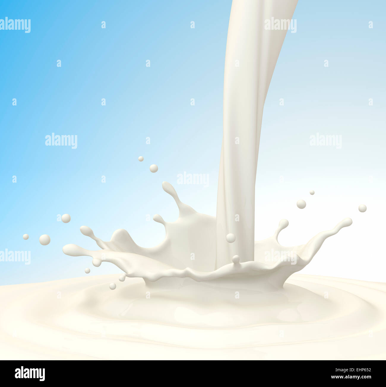 Versare il latte. Percorso di clipping incluso Foto Stock