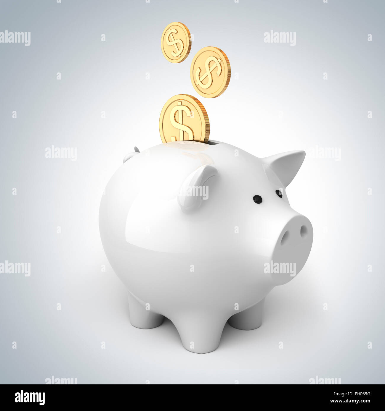 Salvadanaio con un 3 monete Foto Stock