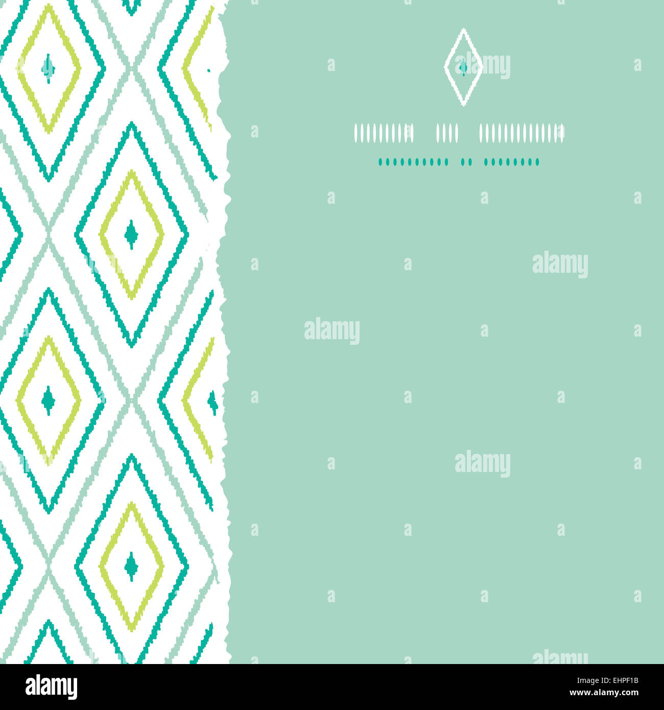 Verde diamanti ikat mostrando square strappata seamless patterns sfondi Foto Stock