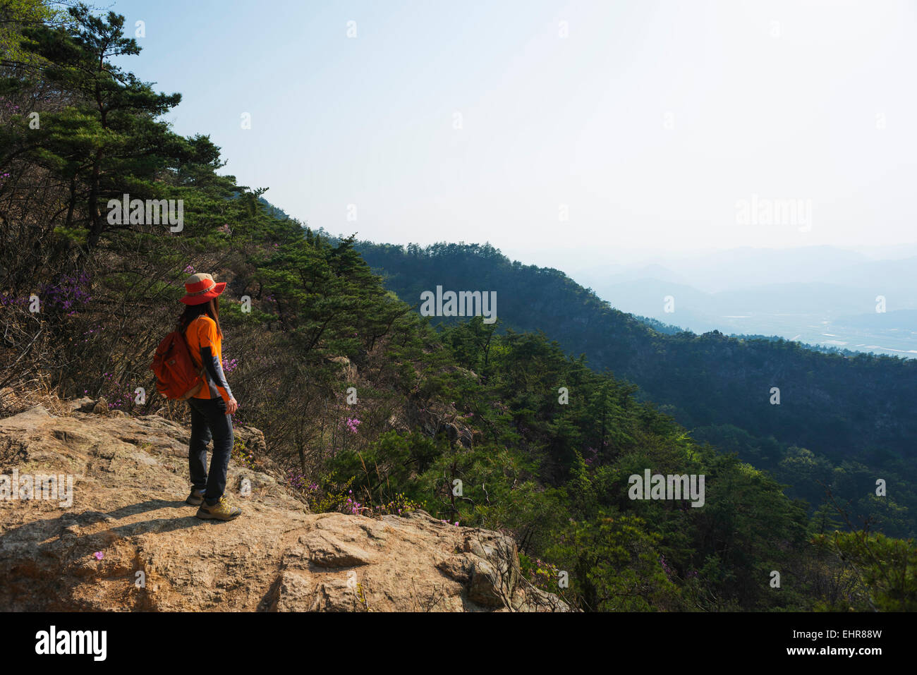 Asia, Repubblica di Corea, Corea del Sud, Gyeongsangbuk-do, Gyeongju, escursionista in Mt di Namsan Parco Nazionale, sito Unesco Foto Stock