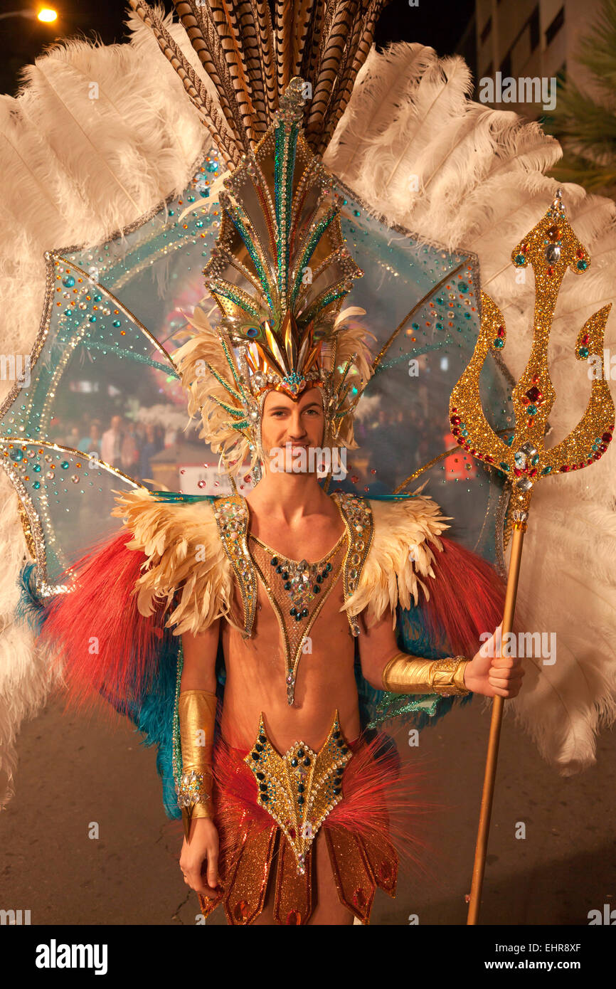 Fantasiosa costume di carnevale di Santa Cruz de Tenerife, Tenerife, Isole Canarie, Spagna Foto Stock