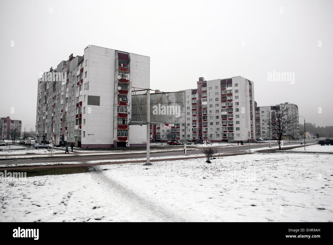 Appartamenti costruiti per i sopravvissuti al disastro di Chernobyl, Slavutych, Ucraina Foto Stock