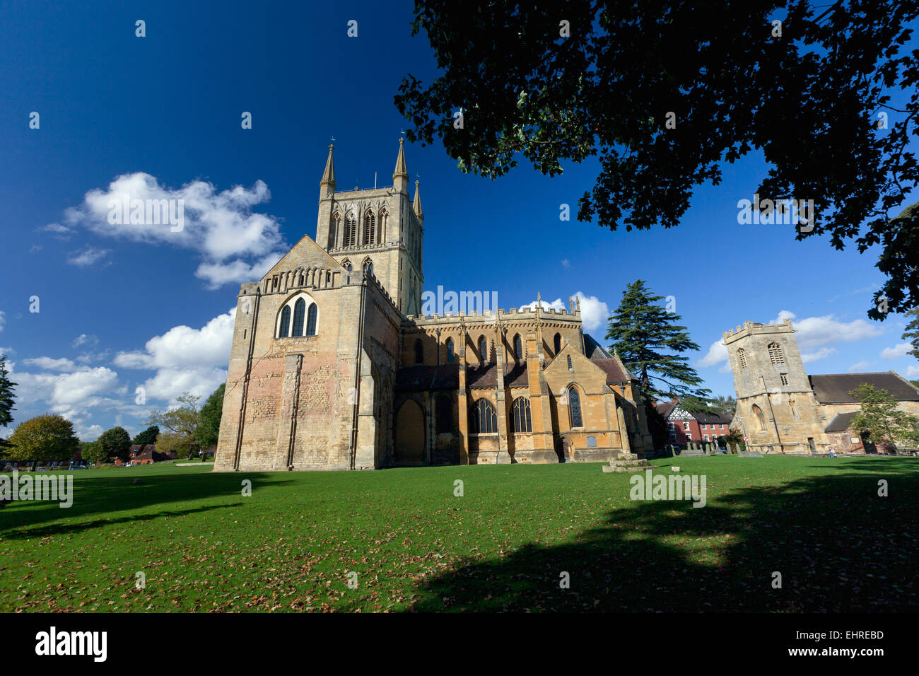 Esterno del Pershore Abbey Foto Stock