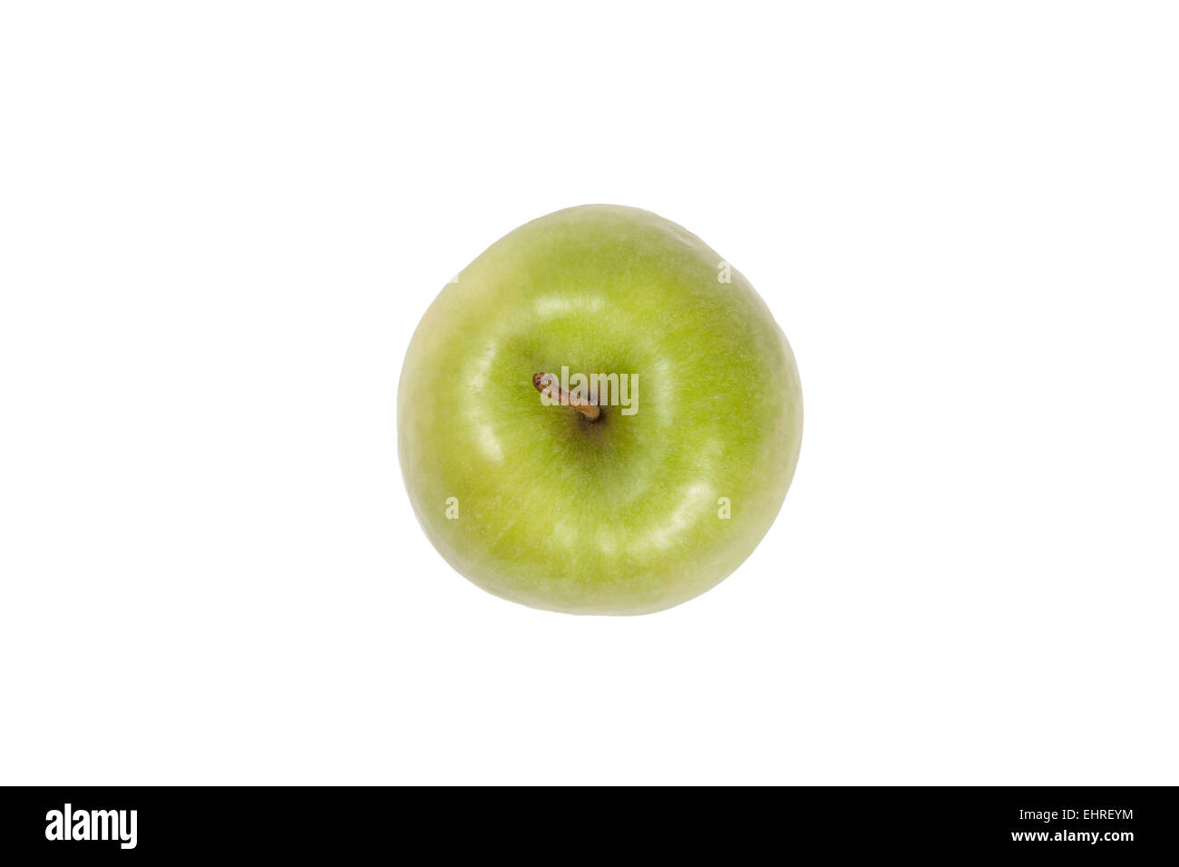 Verde mela top view su bianco Foto Stock