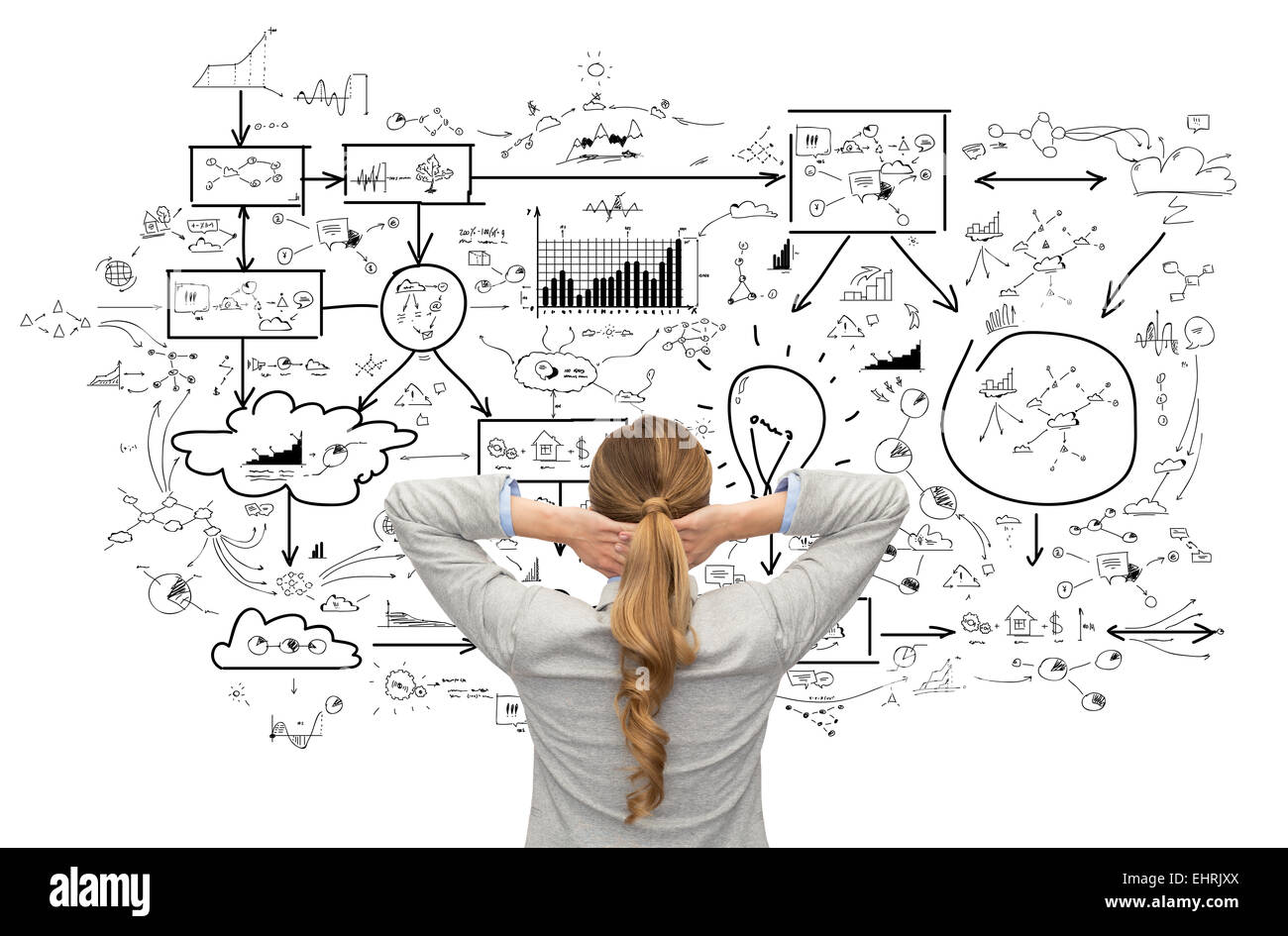 Imprenditrice o un insegnante in tuta da indietro Foto Stock