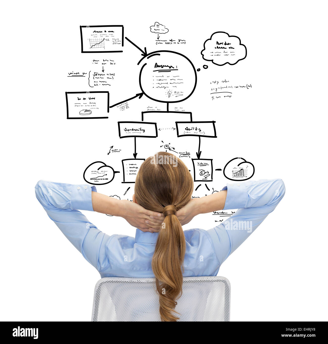 Imprenditrice o un insegnante in tuta da indietro Foto Stock