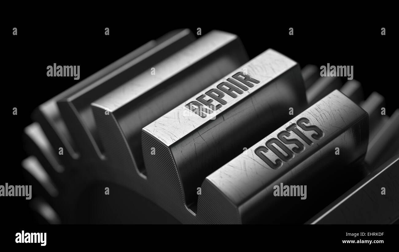 I costi di riparazione su ingranaggi metallici. Foto Stock