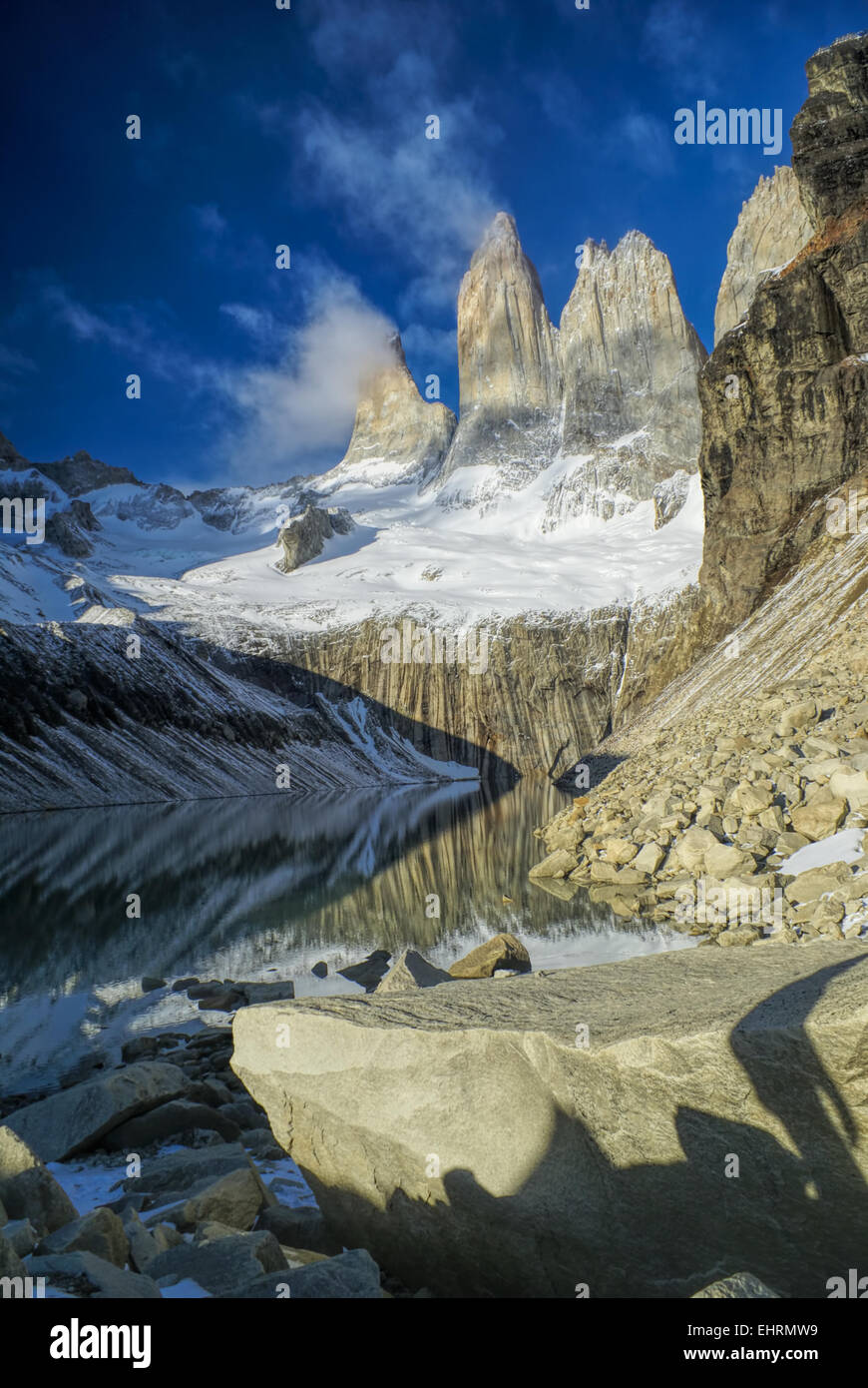Vista panoramica di Torres del Paine in sud americana Andes Foto Stock