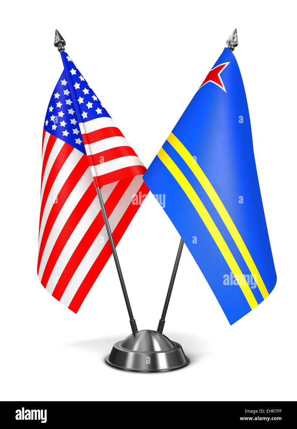Stati Uniti d'America e Aruba - Bandiere in miniatura. Foto Stock
