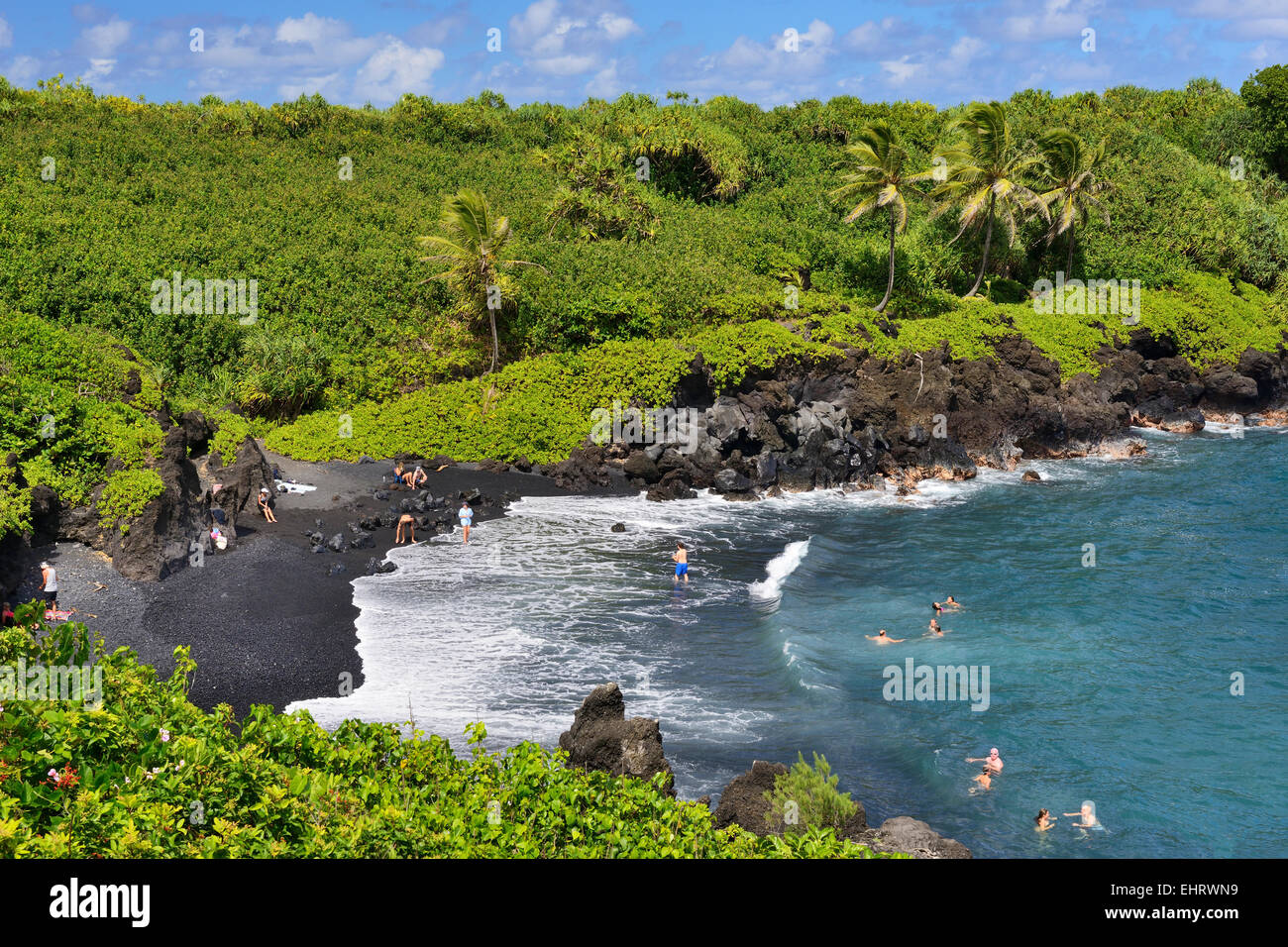 Spiaggia Di Sabbia Nera Waianapanapa State Park Hana Costa