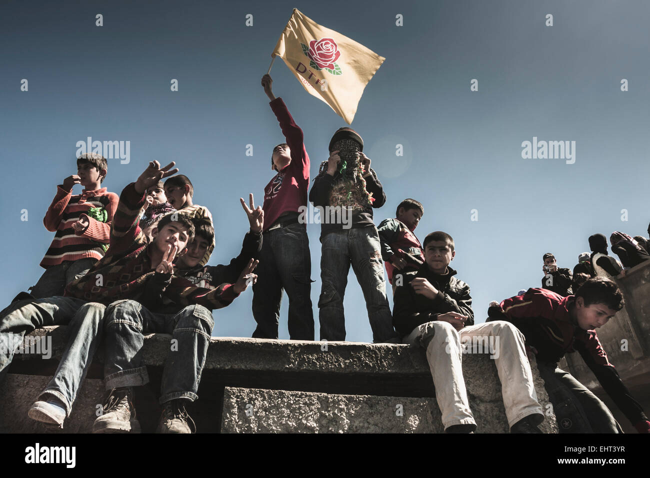 Ogni anno il 21 marzo il popolo curdo celebrare il Newroz. Foto: Newroz in Idil Foto Stock