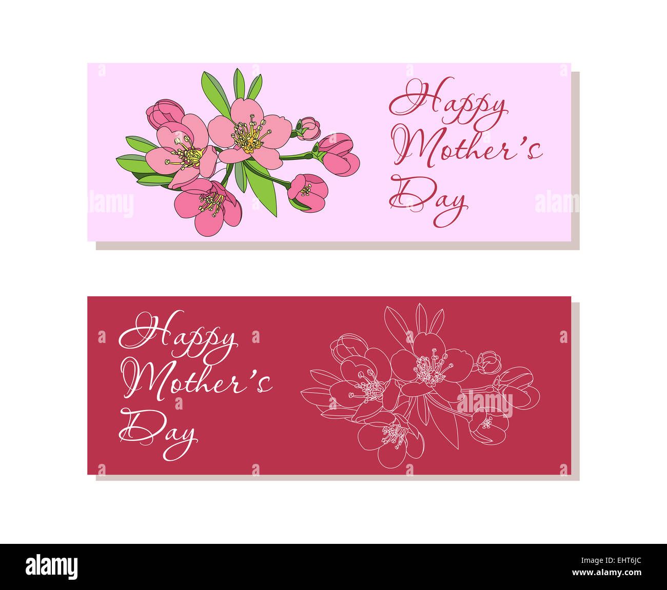 Set di banner con fiori per la festa della mamma Foto Stock