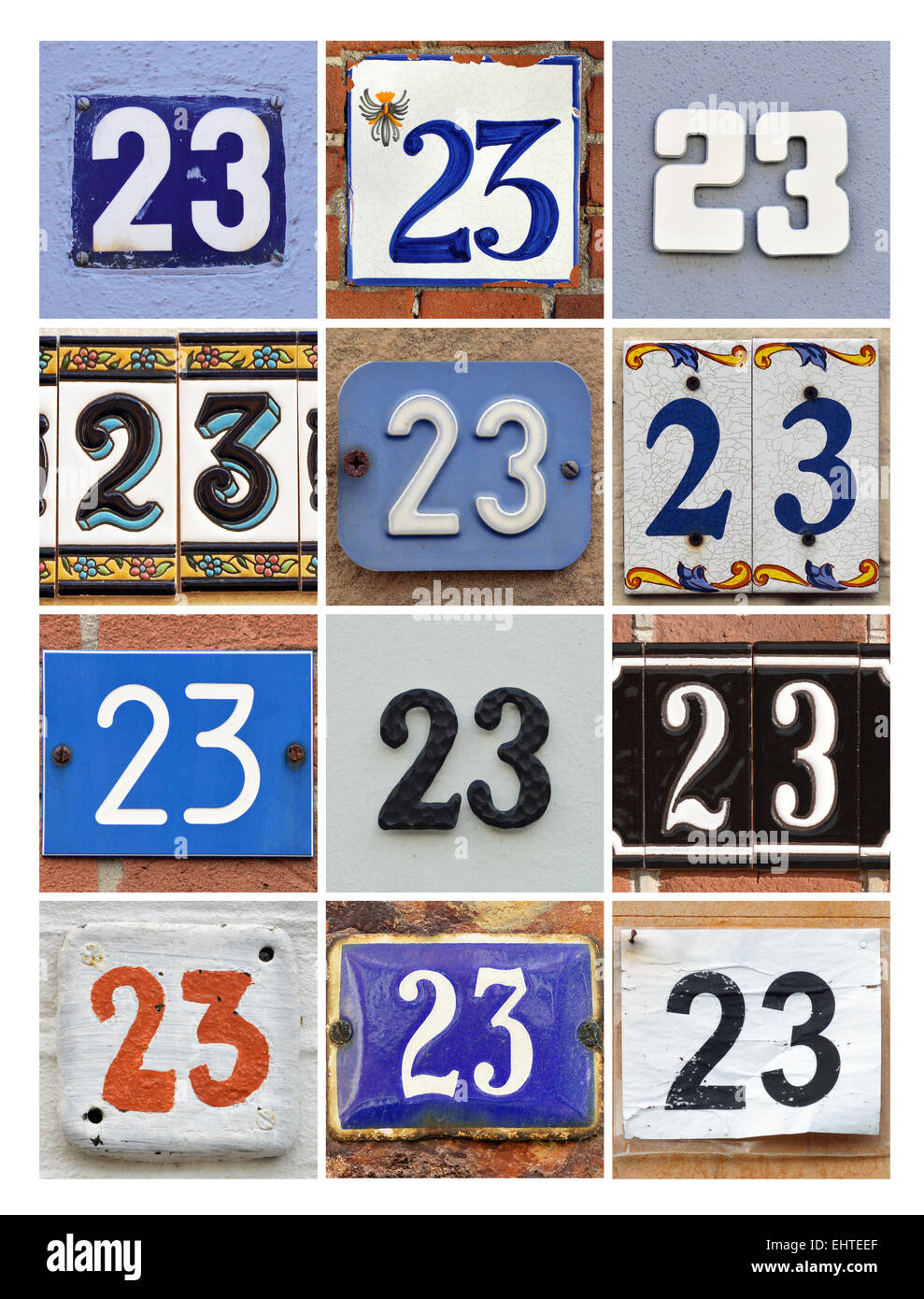 Numero 23 - Collage dei numeri civici di venti-tre Foto Stock