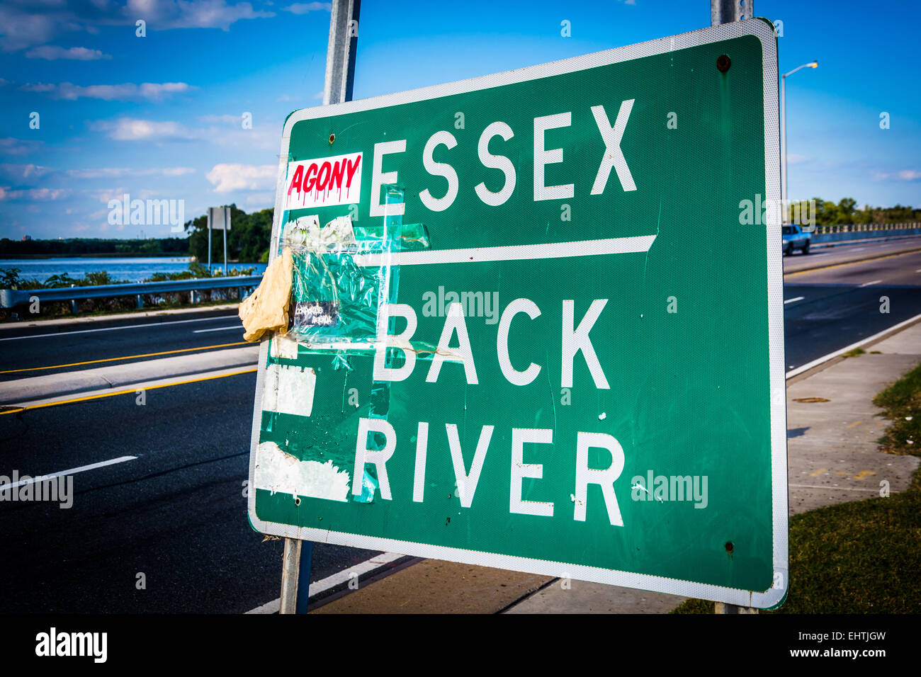 Essex torna fiume segno in Essex, Maryland. Foto Stock