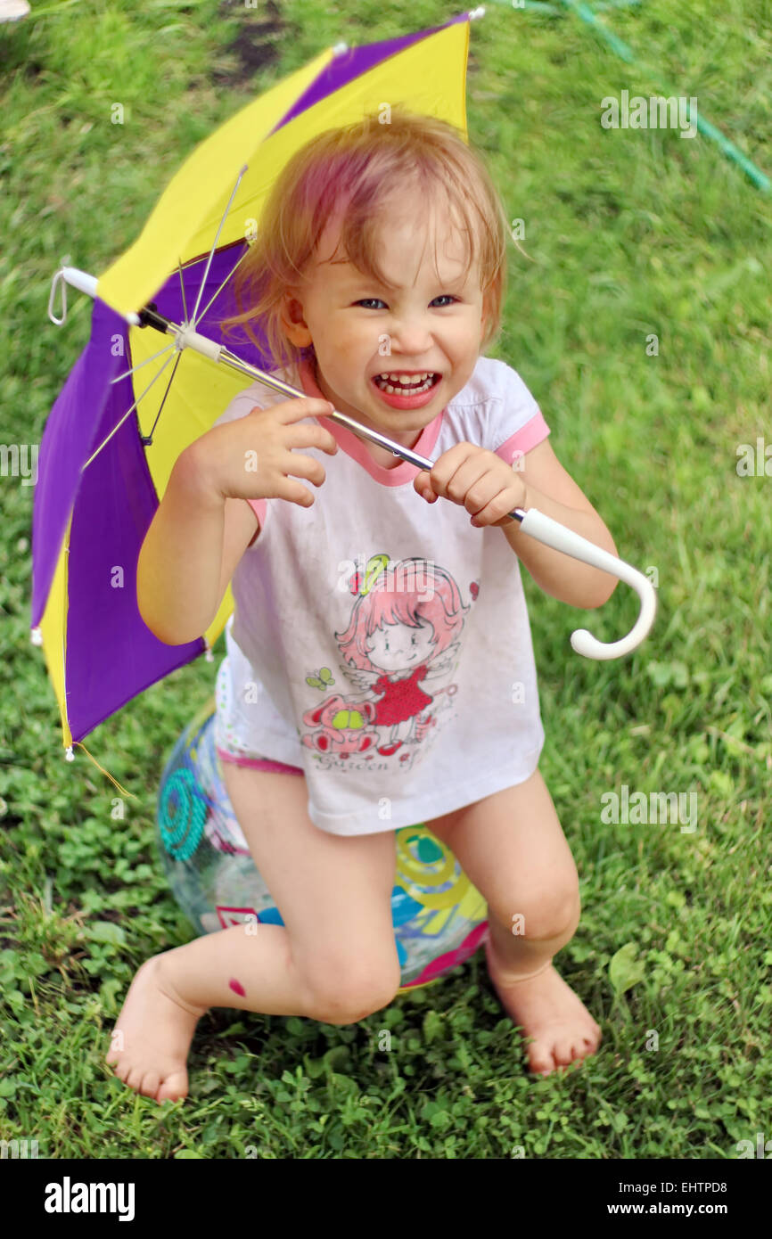 Ragazza con ombrello Foto Stock